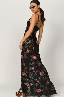 Tobi Claire Lace Buttoned Maxi Dress -