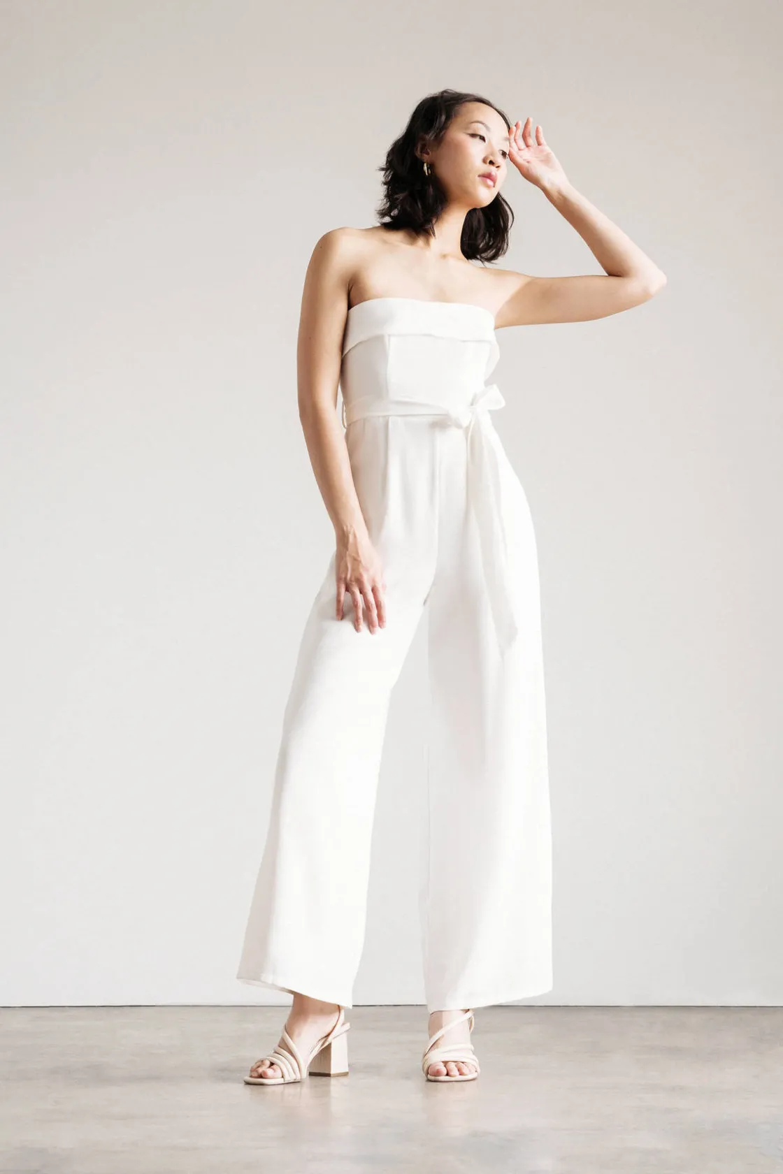 Tobi Clarice Strapless Jumpsuit - White