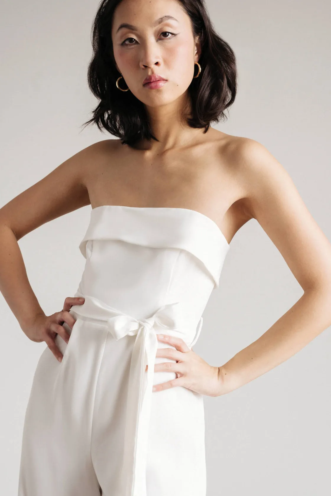 Tobi Clarice Strapless Jumpsuit - White