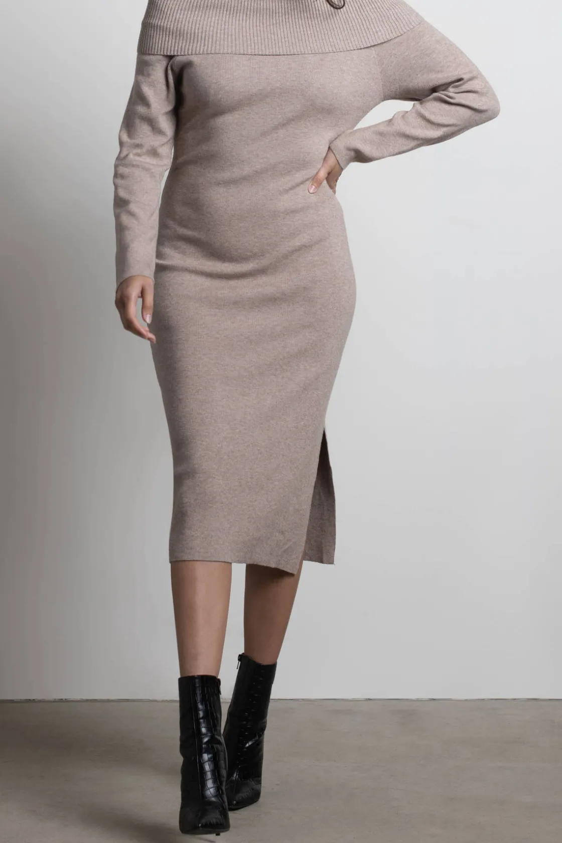 Tobi Come Around Off The Shoulder Sweater Midi Dress -