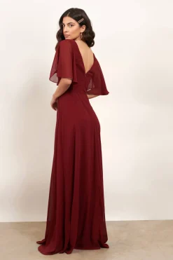 Tobi Come Closer To Me Butterfly Sleeve High Slit Maxi Dress - Ivory