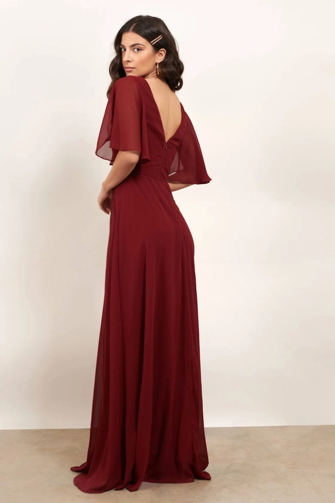 Tobi Come Closer To Me Butterfly Sleeve High Slit Maxi Dress - Ivory