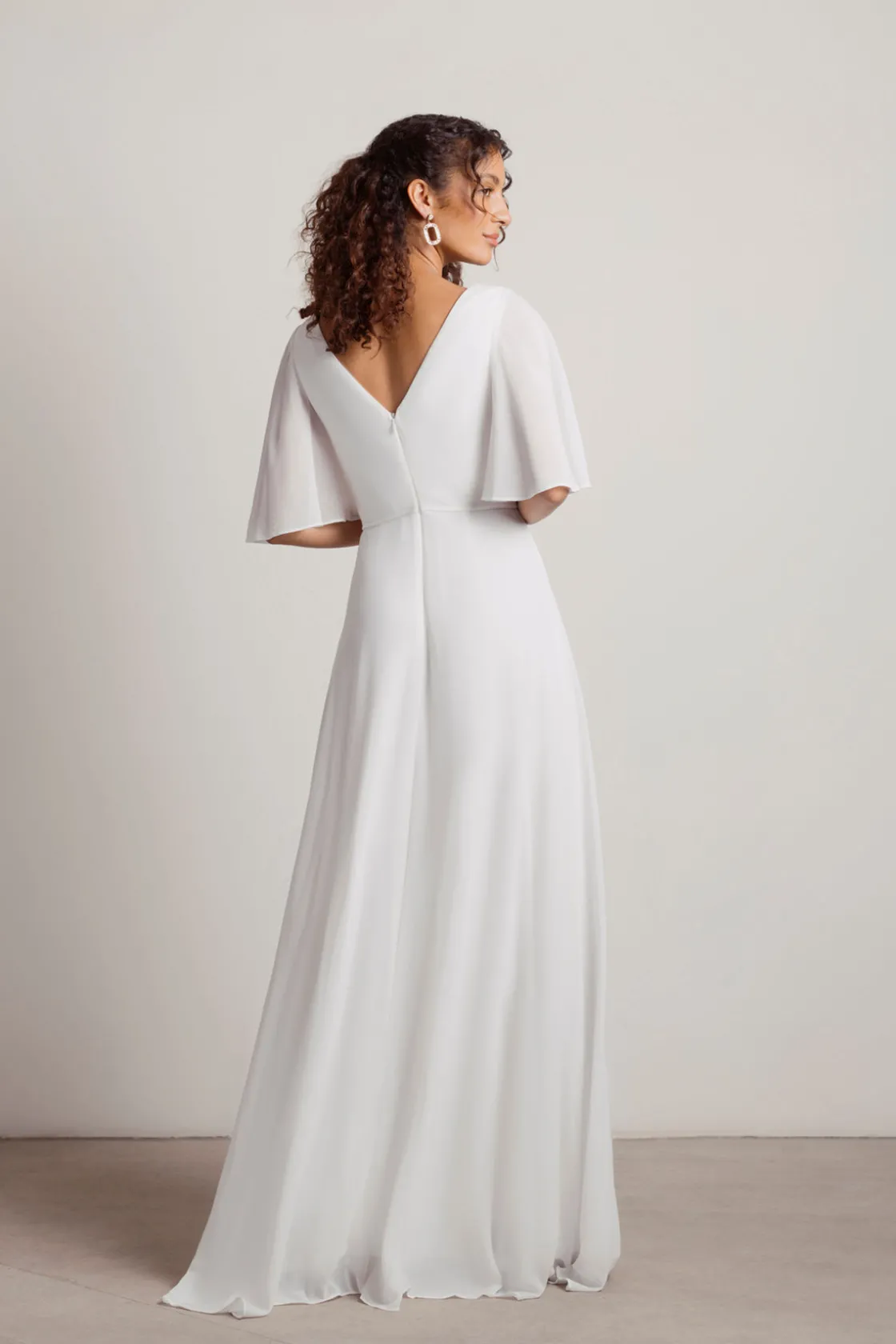 Tobi Come Closer To Me Butterfly Sleeve High Slit Maxi Dress - Ivory