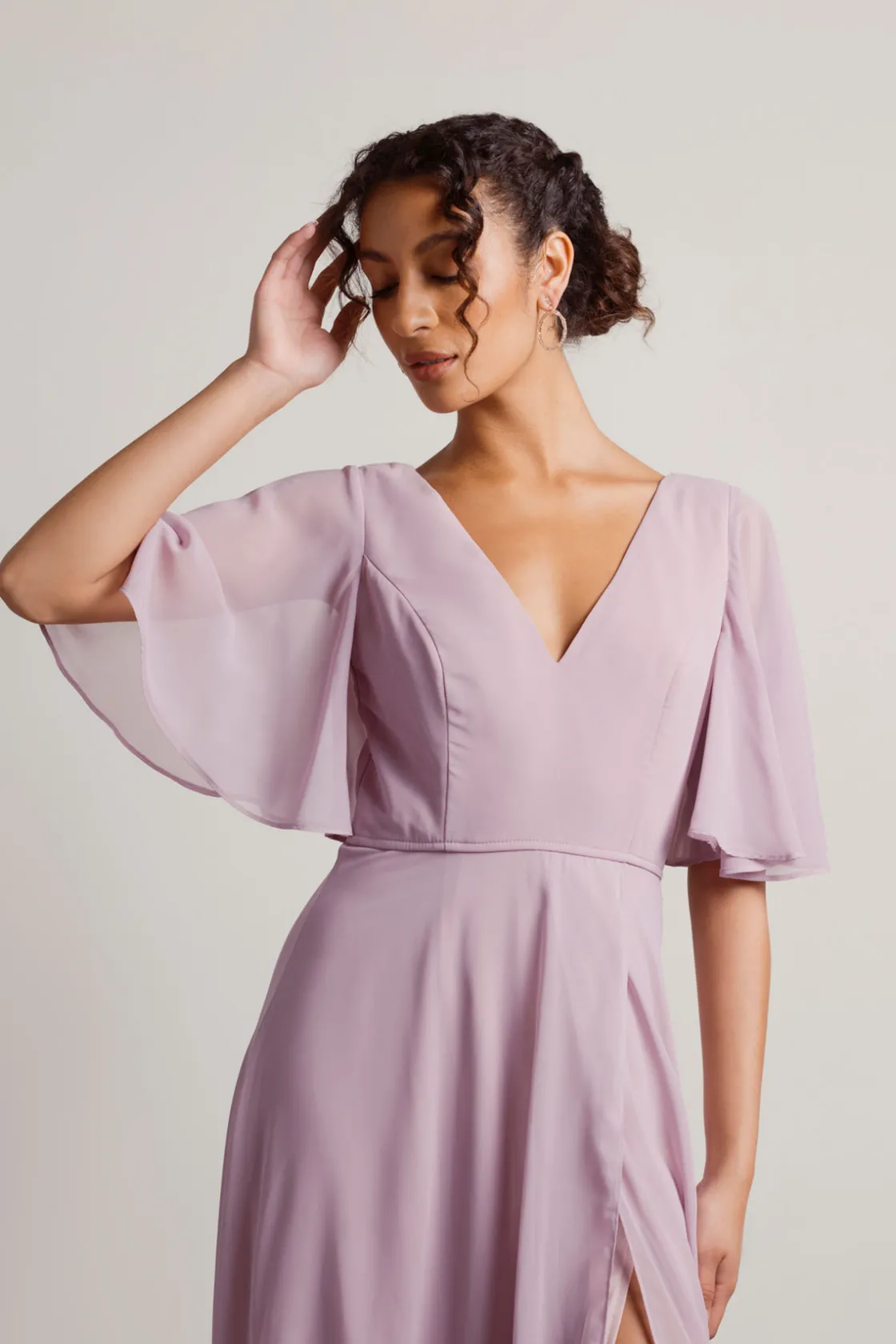 Tobi Come Closer To Me Butterfly Sleeve High Slit Maxi Dress - Ivory