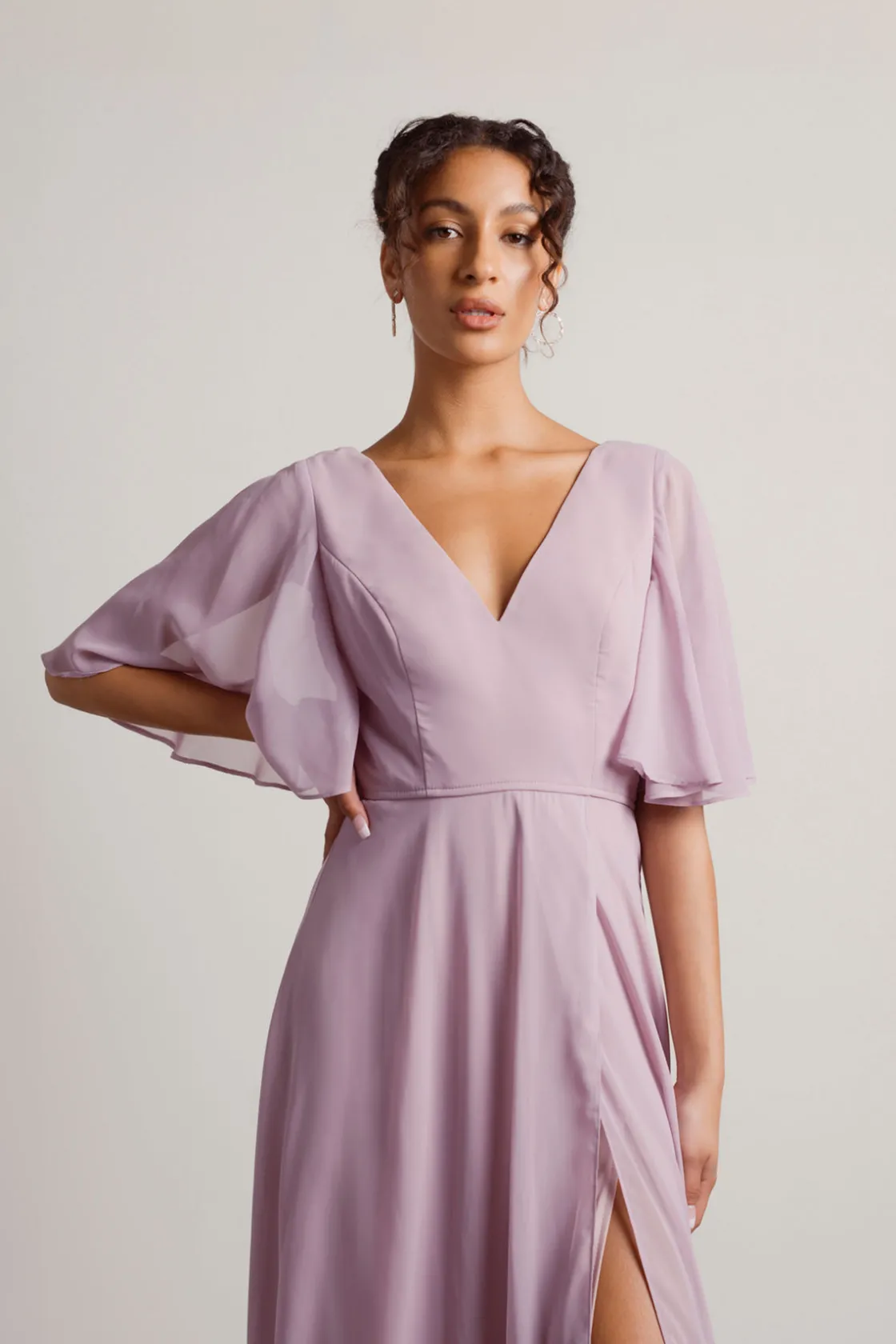 Tobi Come Closer To Me Butterfly Sleeve High Slit Maxi Dress - Ivory