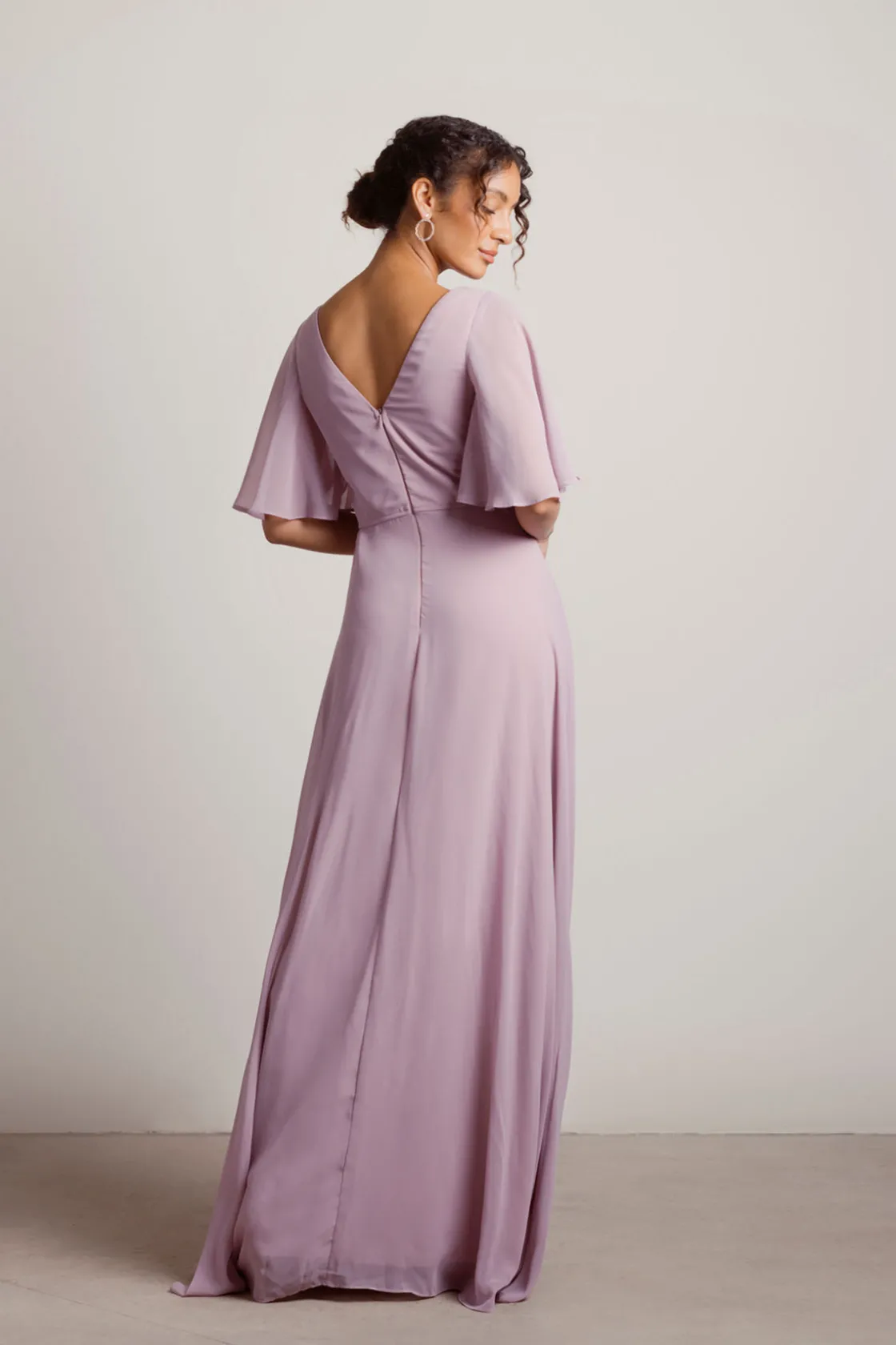 Tobi Come Closer To Me Butterfly Sleeve High Slit Maxi Dress - Ivory