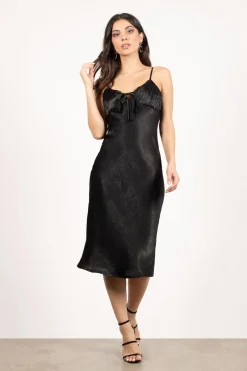Tobi Come Get Me Satin Front Tie Midi Dress -