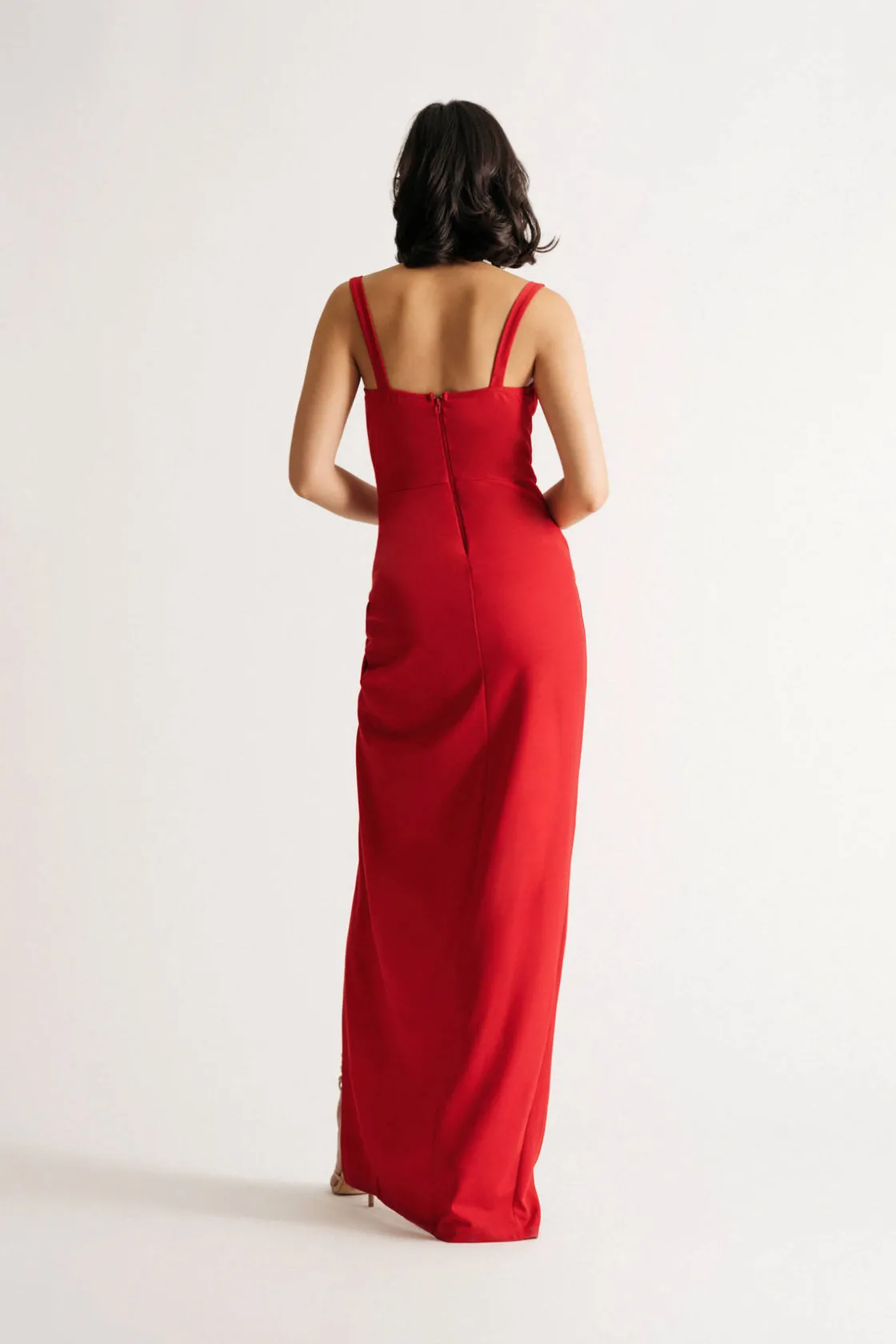 Tobi Come Over Here Surplice High Slit Maxi Dress - Red