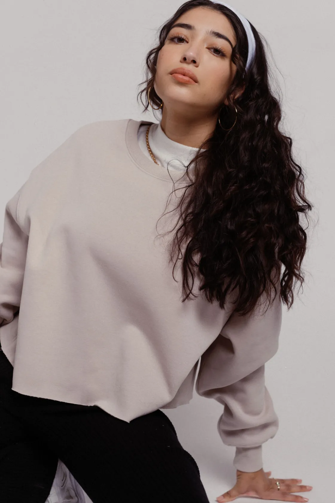 Tobi Come Thru And Chill Oversized Sweatshirt - Beige