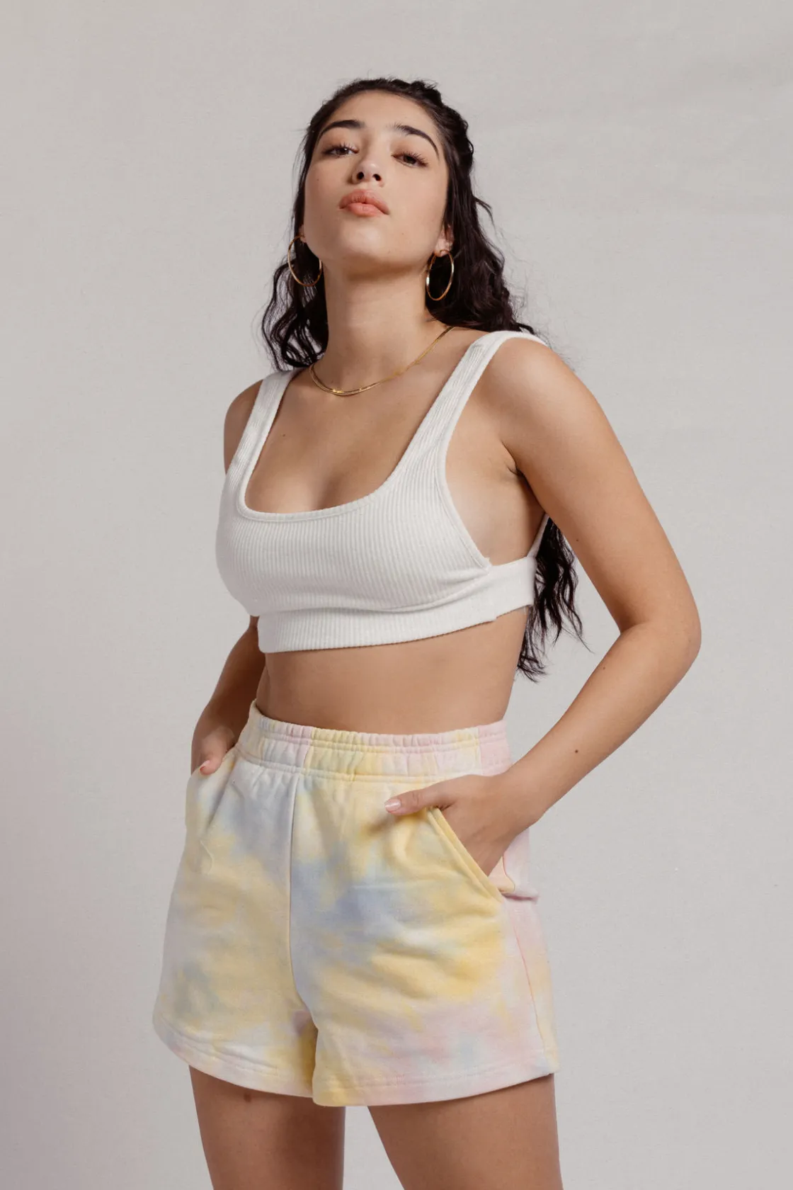 Tobi Come Thru And Chill Sweat Shorts - Rainbow Tie-Dye