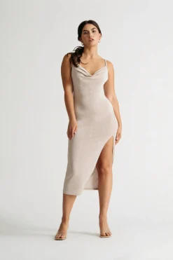 Tobi Come Thru High Slit Bodycon Midi Dress - Orange