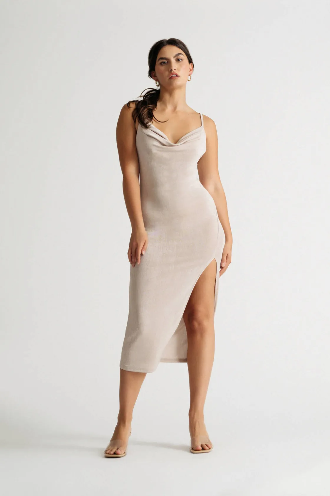 Tobi Come Thru High Slit Bodycon Midi Dress - Orange