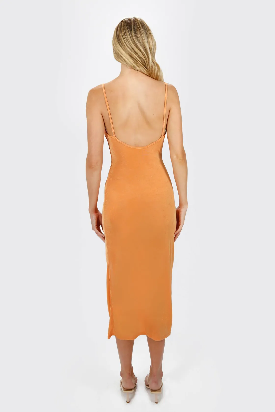 Tobi Come Thru High Slit Bodycon Midi Dress - Orange