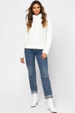 Tobi Come With Me Turtle Neck Sweater - White