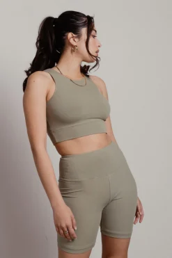Tobi Cool Down Ribbed Crop Top And Biker Short Set -
