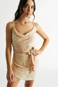 Tobi Corinne Sequin Surplice Mini Dress -