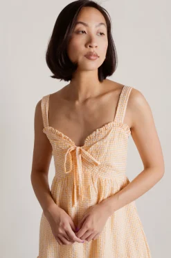 Tobi Cottage Whimsy Front Tie Gingham Mini Dress -
