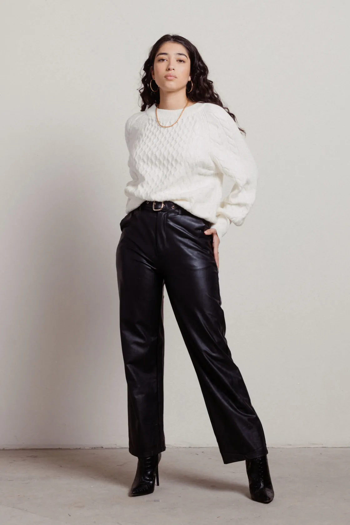 Tobi Cozy Up With Me Cable Knit Sweater -