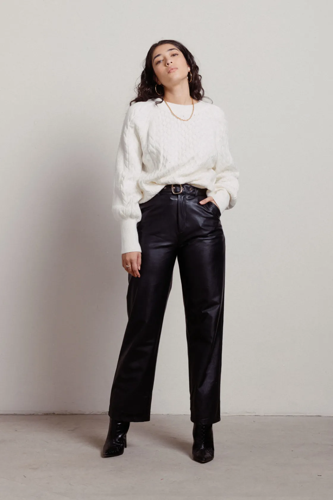 Tobi Cozy Up With Me Cable Knit Sweater -