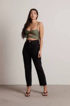 Tobi Crash Into You Crop Top - Olive
