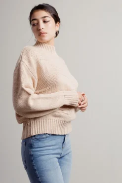 Tobi Creme Brulee Mock Neck Sweater -