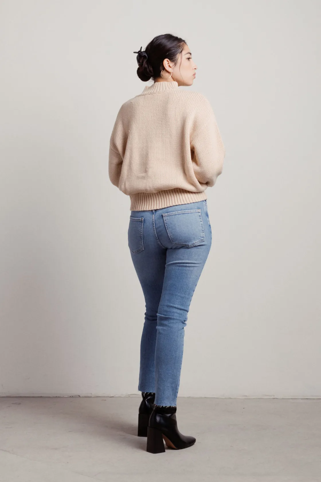 Tobi Creme Brulee Mock Neck Sweater -