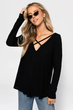 Tobi Cross My Heart Criss Cross Top - Taupe