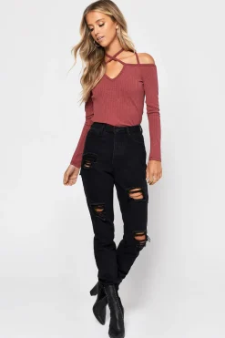 Tobi Cross My Mind Cross Halter Top - Toast