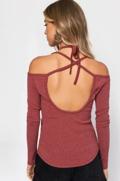 Tobi Cross My Mind Cross Halter Top - Toast