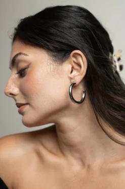 Tobi Cross My Mind Hollow Hoop Earrings - Gold