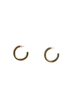 Tobi Cross My Mind Hollow Hoop Earrings - Gold