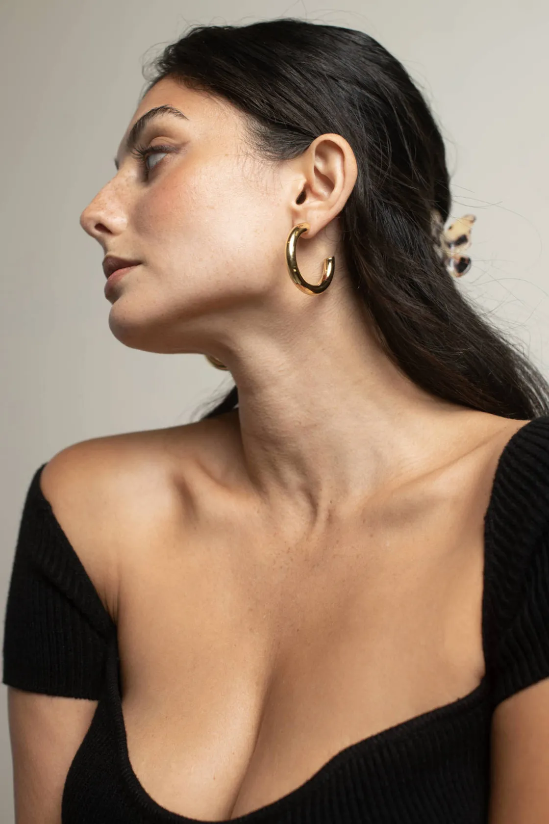 Tobi Cross My Mind Hollow Hoop Earrings - Gold