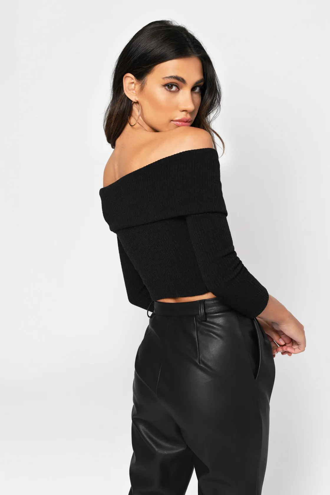 Tobi Crossing Lines Crop Top - Black