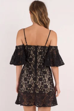 Tobi Crushin' On You Sheer Cold Shoulder Mini Dress -