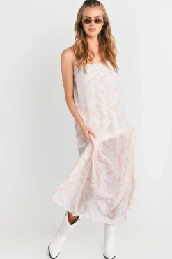 Tobi Dallas Leaf Print Open Back Maxi Dress -