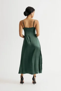 Tobi Dance Away Satin Slit Maxi Dress