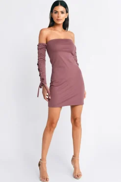 Tobi Danielle Lace Up Sleeve Bodycon Mini Dress - Black
