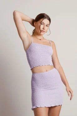 Tobi Day Fun Smocked Crop Top And Mini Skirt Set - Kiwi Green