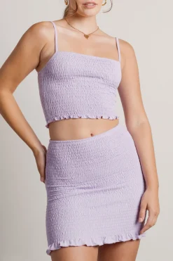 Tobi Day Fun Smocked Crop Top And Mini Skirt Set - Kiwi Green