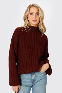 Tobi Deep End Distressed Sweater - Wine