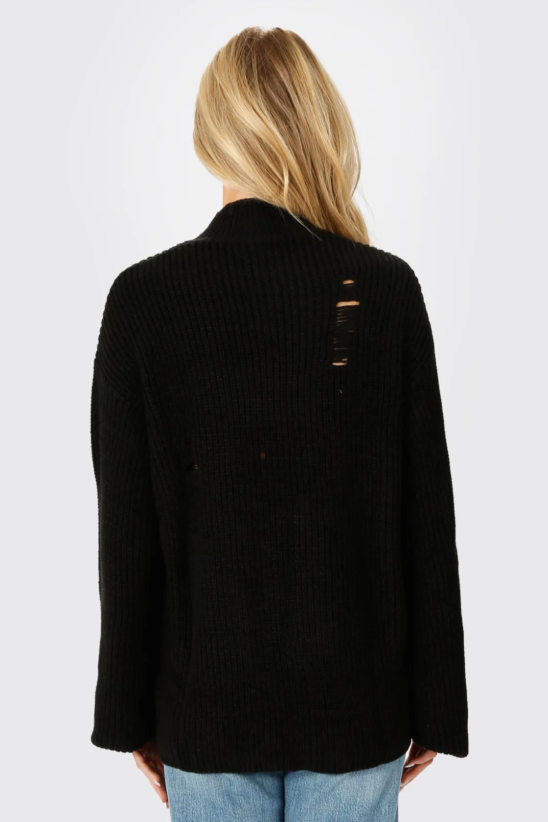 Tobi Deep End Distressed Sweater - Wine