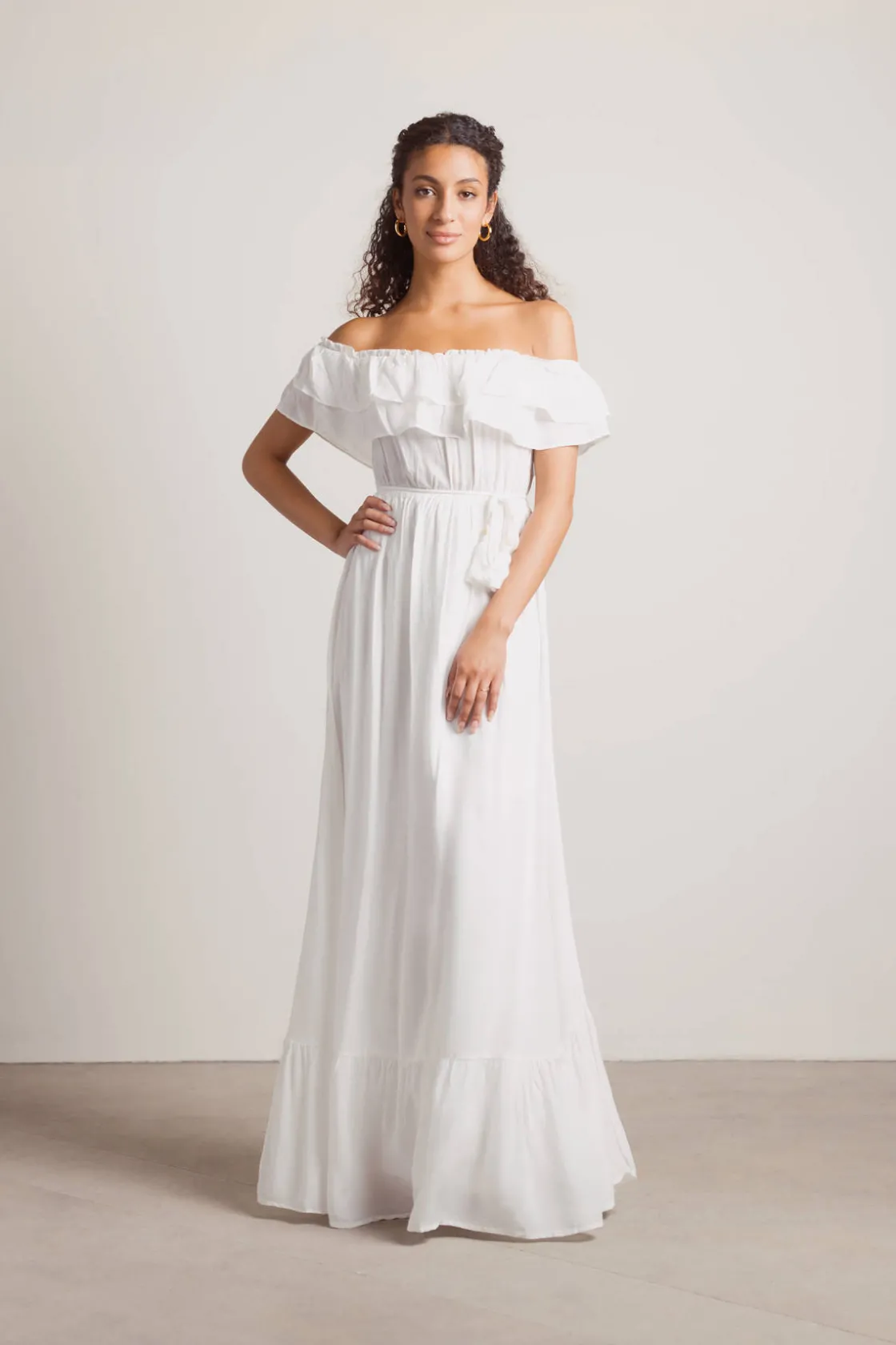 Tobi Del Mar Ruffle Off The Shoulder Maxi Dress -