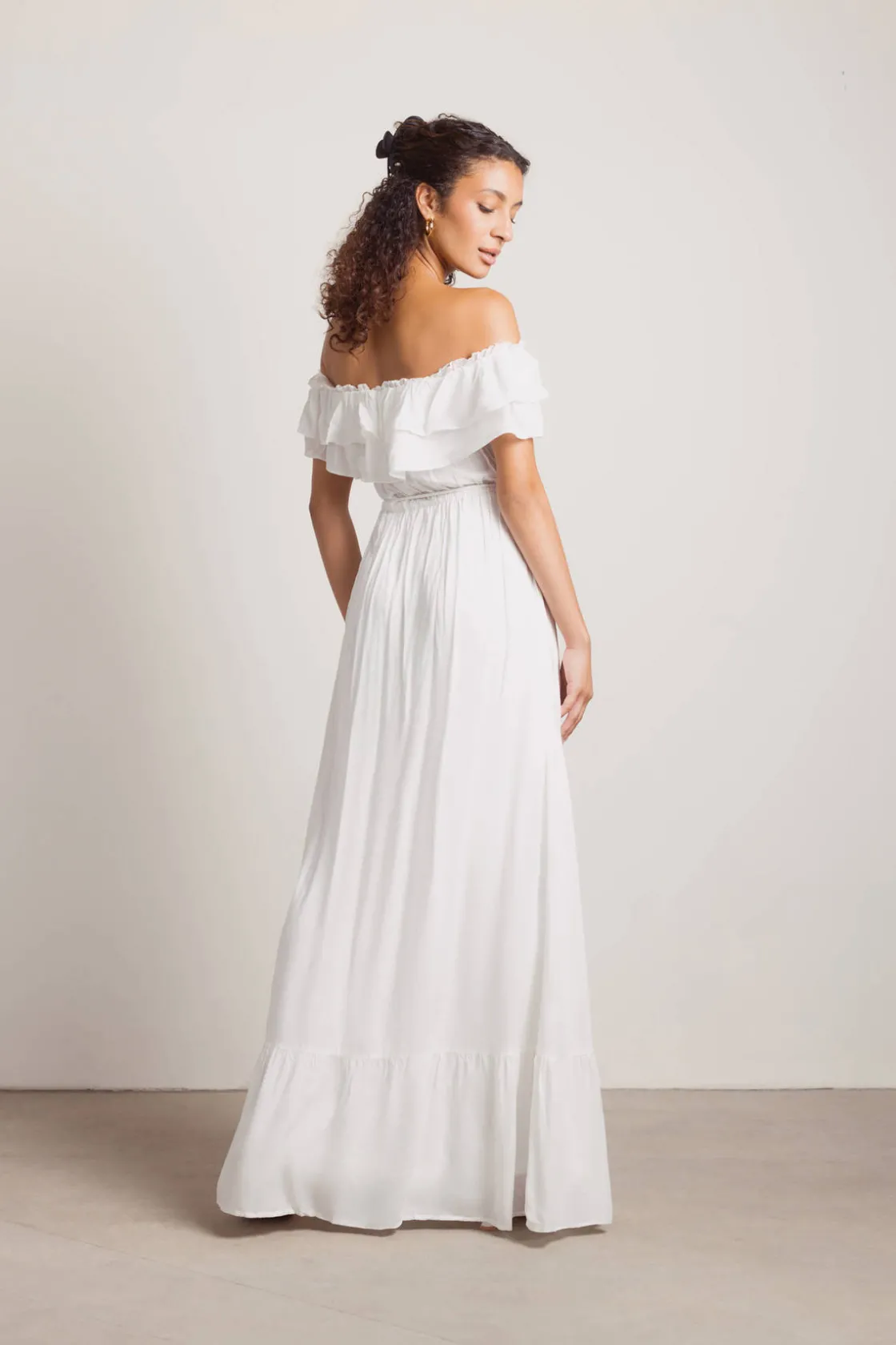 Tobi Del Mar Ruffle Off The Shoulder Maxi Dress -