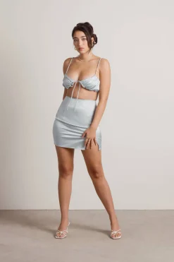 Tobi Destined To Love Satin Crop Top And Mini Skirt Set -