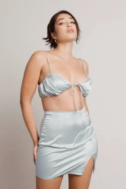 Tobi Destined To Love Satin Crop Top And Mini Skirt Set -