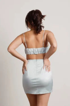Tobi Destined To Love Satin Crop Top And Mini Skirt Set -
