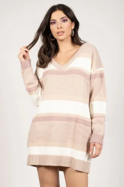 Tobi Diana Stripe Sweater Mini Dress - Rose Multi