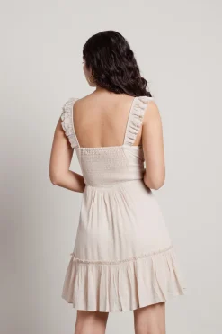 Tobi Dime Piece Smocked Square Neck Mini Dress - White