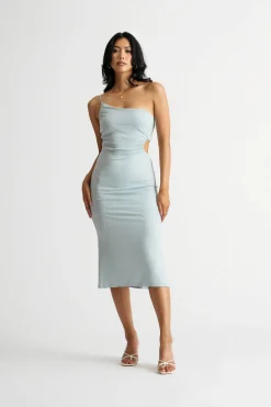 Tobi Divine Time Light Blue Cutout Bodycon Midi Dress