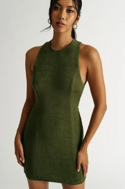 Tobi Dizzying Open Back Bodycon Mini Dress - Green